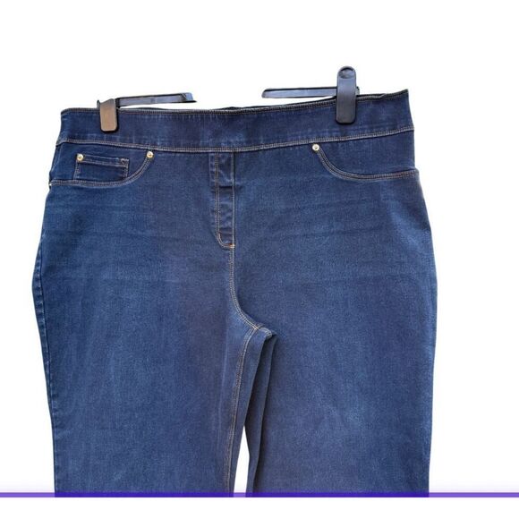 Slim Factor Investments Women's Jeans Plus Size 2X Slim Straight Pull-On Wide Wa - Picture 4 of 6